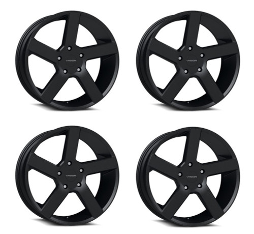 Set 4 20" Vision Street 472 Switchback Satin Black Wheels 20x9 5x5.5 Rims 15mm