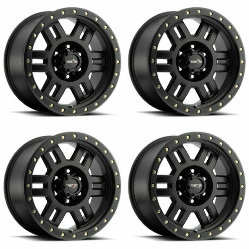 Set 4 17" Vision Off-Road 398BL Manx Beadlock Black Wheels 17x8.5  Rims -30mm