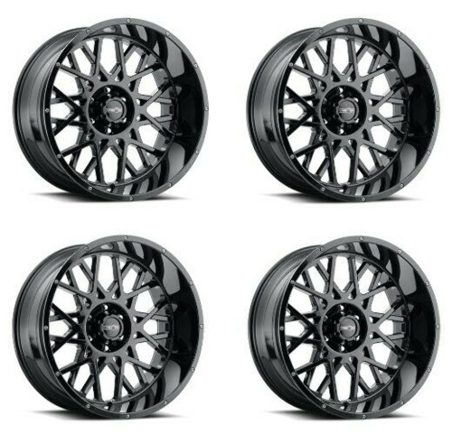 Set 4 20" Vision Off-Road 412 Rocker Gloss Black Wheels 20x10 8x6.5 Rims -25mm