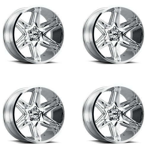 Set 4 20" Vision Off-Road 363 Razor Chrome Wheels 20x10 6x5.5 Lifted Rims -25mm