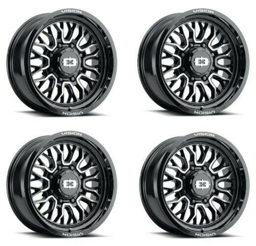 Set 4 18" Vision 402 Riot Gloss Black Machined Face Wheels 18x9 8x170 Rims 12mm