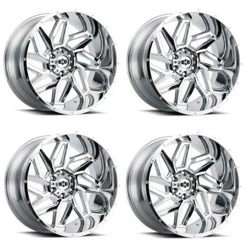 Set 4 22" Vision Off-Road 361 Spyder Chrome Wheels 22x10 6x5.5 Lifted Rims -19mm