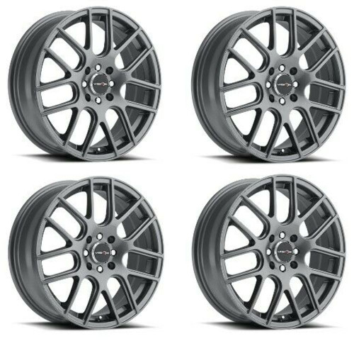 Set 4 14" Vision Street 426H Cross Gunmetal Wheels 14x5.5 4x100 Rims 38mm