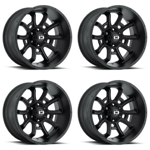 Set 4 20" Vision Off-Road 415 Bomb Satin Black Wheels 20x9 5x5.5 Truck Rims 12mm
