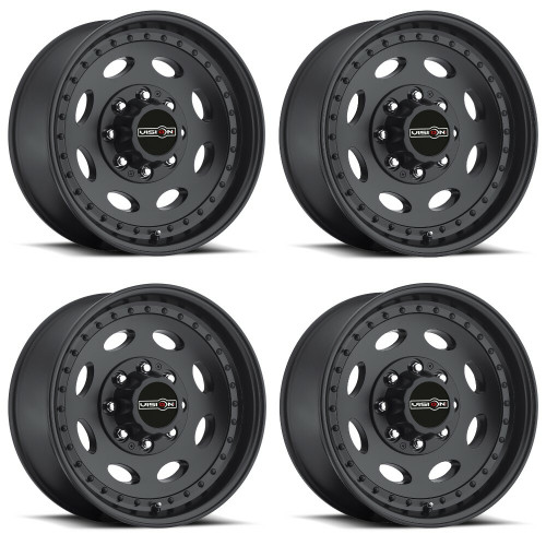 Set 4 16" Vision HD 81 Heavy Hauler Matte Black Wheels 16x6 8x6.5 (8x165.1) Rims 0mm