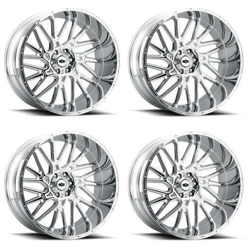 Set 4 22" Vision Off-Road 404 Brawl Chrome Wheels 22x14 6x5.5 -76mm Lifted Rims