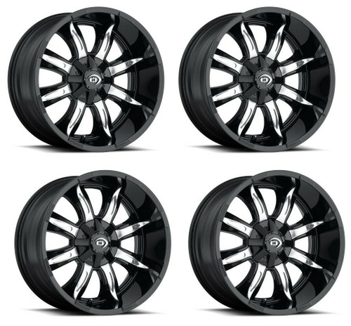 Set 4 17" Vision 423 Manic Gloss Black Machined Face Wheels 17x9 5x5.5 Rim -12mm