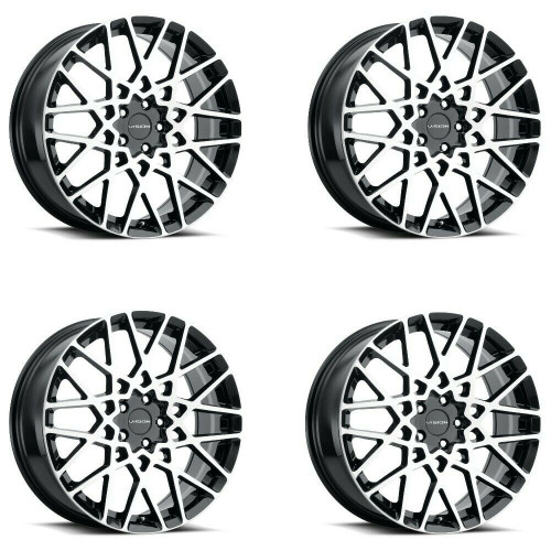 Set 4 17" Vision Street 474 Recoil Black Machined Face Wheel 17x8 5x112 38mm Rim