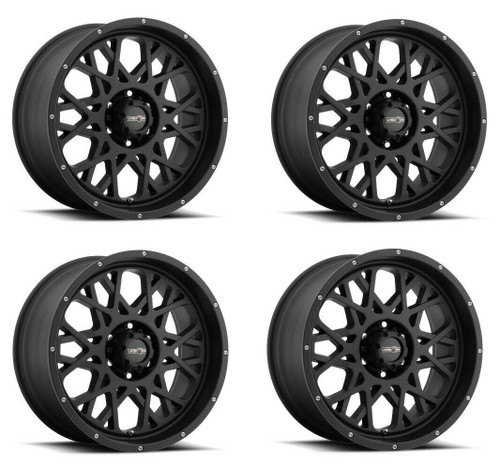 Set 4 24" Vision Off-Road 412 Rocker Satin Black Wheels 24x12 8x170 Rims -51mm