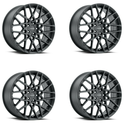 Set 4 20" Vision Street 474 Recoil Satin Black Wheels 20x8.5 5x4.5 35mm Rims