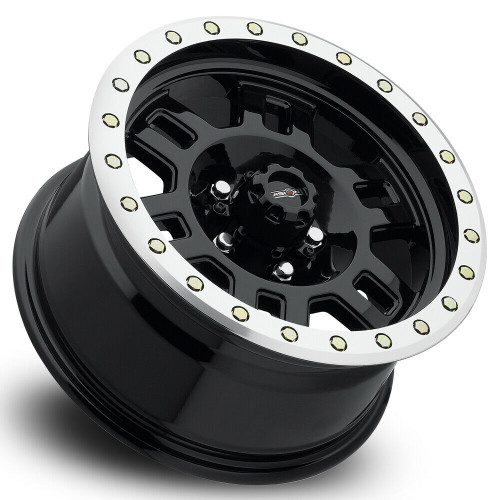 15" Vision Off-Road 398 Manx Gloss Black Machined Lip Wheel 15x8 5x5.5 Rim -19mm