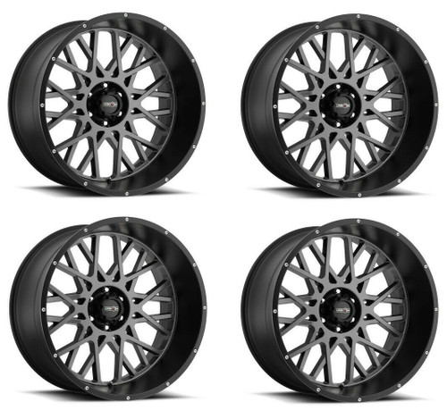 Set 4 24" Vision 412 Rocker Anthracite Satin Black Lip Wheels 24x12 5x5 -51mm