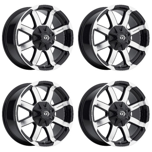 Set 4 16" Vision 413 Valor Gloss Black Machined Face 16x8 Wheels 6x5.5 (6x139.7) 0mm Rims