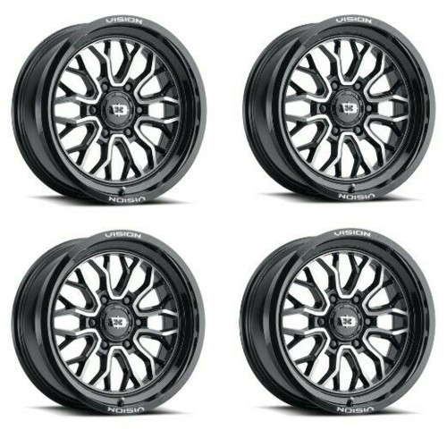 Set 4 20" Vision 402 Riot Gloss Black Machined Face Wheels 20x12 6x5.5 Rim -51mm
