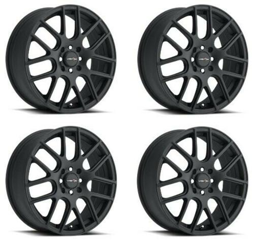 Set 4 14" Vision Street 426H Cross Matte Black Wheels 14x5.5 4x100 Rims 38mm