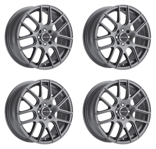Set 4 16" Vision Street 426H Cross Gunmetal Wheels 16x7 5x4.25 (5x108) Rims 38mm