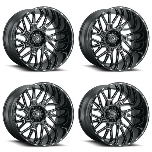 Set 4 22" Vision Off-Road 404 Brawl Black Milled Wheels 22x10 8x170 Rims -19mm