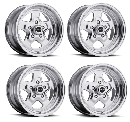 Set 4 15" Vision American Muscle 521H Nitro Polished Wheels 15x4 5x5 Rims -19mm