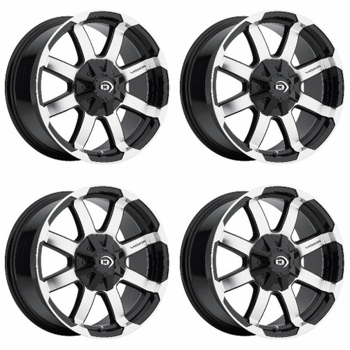 Set 4 16" Vision Off-Road 413 Valor Gloss Black Machined 16x6.5 5x160 Rims 45mm