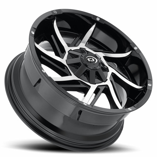Set 4 18" Vision 422 Prowler Gloss Black Machined Face 18x9 Wheels 6x5.5 (6x139.7) -12mm Rims