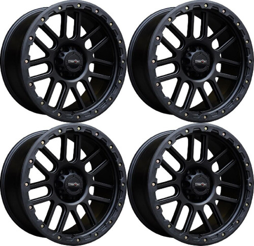 Set 4 17" Vision Off-Road 111 Nemesis Matte Black 17x9 5x5 -12mm Lifted Wheels