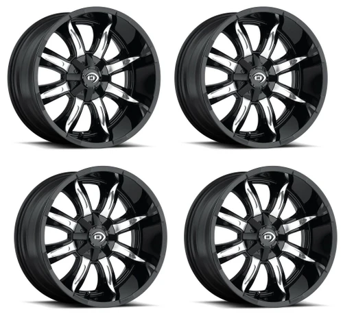 Set 4 20" Vision 423 Manic Gloss Black Machined Face Wheels 20x9 6x5.5 Rims 12mm