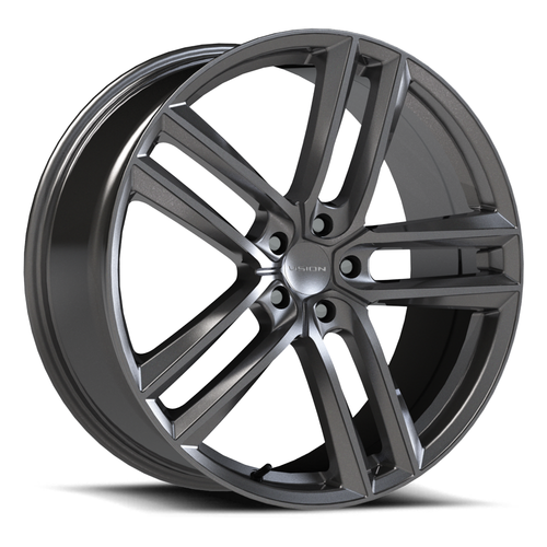 Set 4 18" Vision 475 Clutch Gunmetal 18x8.5 Wheels 5x4.5 (5x114.3) 12mm Rims
