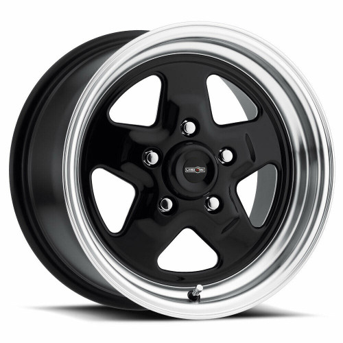 15" Vision American Muscle 521H Nitro Black Machined Lip 15x10 5x4.75 Rim -25mm