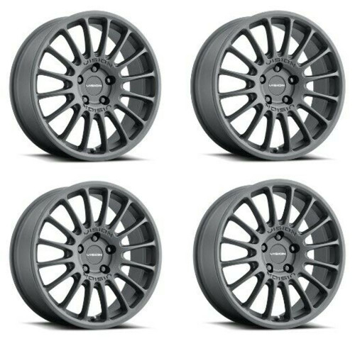 Set 4 17" Vision Street 477 Monaco Satin Black Wheels 17x8 5x100 Rims 38mm