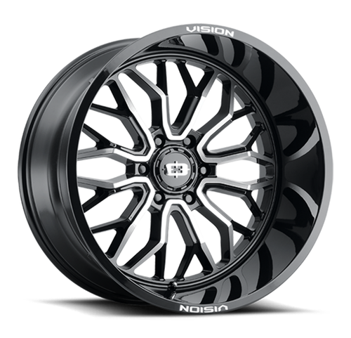 Set 4 22" Vision Off-Road 402 Riot Gloss Black Machined Face 22x12 5x5 Rim -51mm