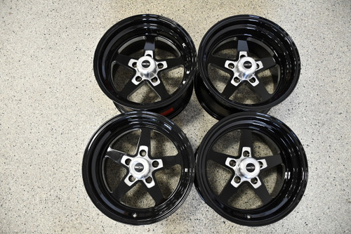 Set 4 15" Vision American Muscle 571 Sport Star II Gloss Black 15x10 5x4.5  0mm