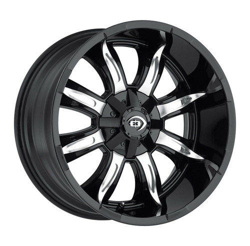 Set 4 17" Vision 423 Manic Gloss Black Machined Face 17x9 Wheels 8x6.5 (8x165.1) 12mm Rims