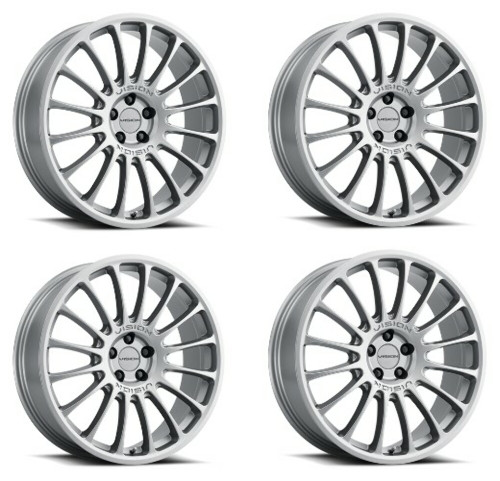 Set 4 15" Vision Street 477 Monaco Graphite Wheels 15x7 5x4.5 Rims 38mm
