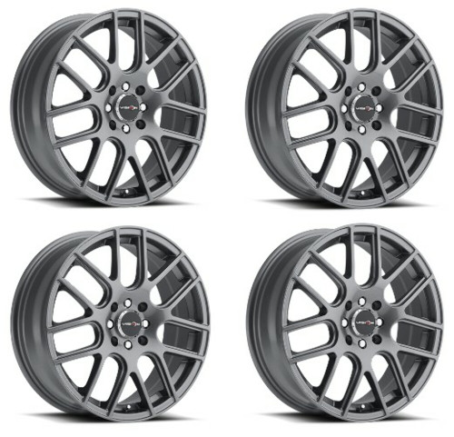 Set 4 15" Vision Street 426H Cross Gunmetal Wheels 15x6.5 5x112 Rims 38mm