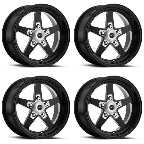 Set 4 15" Vision American Muscle 571 Sport Star II Black 15x10 5x4.75 Rims -25mm