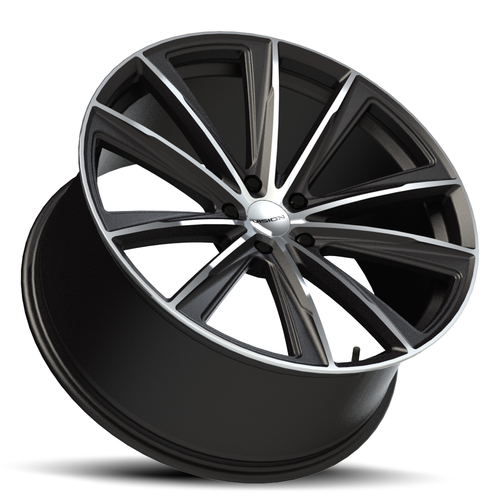 20" Vision Street 471 Splinter Gloss Black Machined Wheel 20x10.5 5x112 Rim 42mm