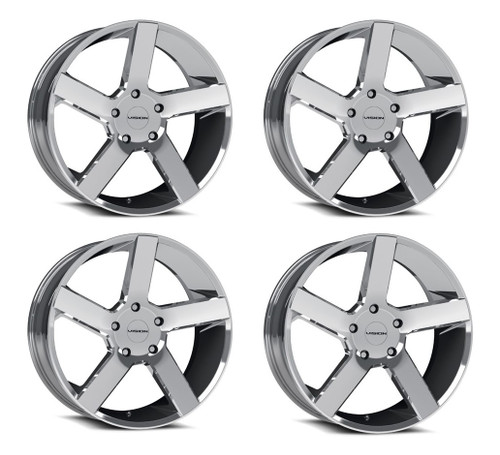 Set 4 22" Vision Street 472 Switchback Chrome Wheels 22x9.5 6x5.5 Rims 30mm