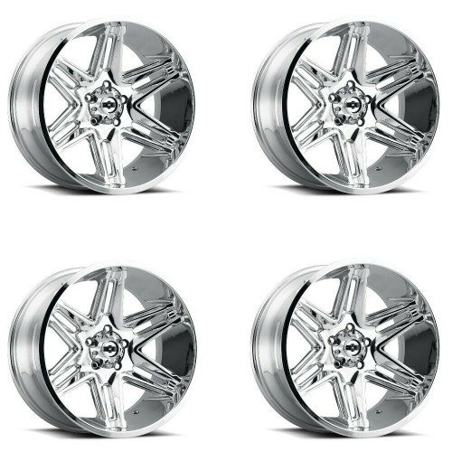 Set 4 24" Vision Off-Road 363 Razor Chrome Wheels 24x12 8x170 Truck Rims -51mm