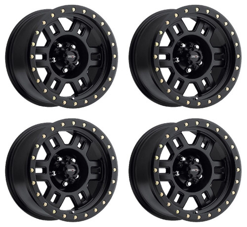 Set 4 15" Vision Off-Road 398 Manx Matte Black Wheels 15x8 5x5 Truck Rims -19mm