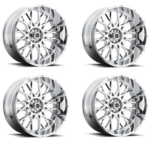 Set 4 22" Vision Off-Road 412 Rocker Chrome Wheels 22x12 5x5.5 Lifted Rims -51mm