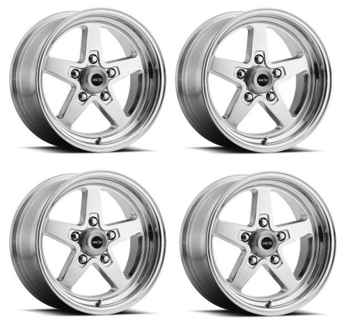 Set 4 15" Vision American Muscle 571 Sport Star II Polished 15x4 5x4.75  -19mm