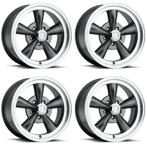 Set 4 15" Vision 141 Legend 5 Gunmetal Machined Lip 15x8 Wheels 5x4.75 (5x120.65) -19mm Rims