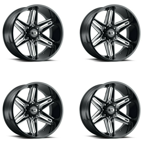 Set 4 24" Vision 363 Razor Gloss Black Milled Spoke 24x12 Wheels 8x170 -51mm Rims