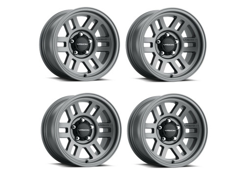 Set 4 16" Vision Off-Road 355 Manx 2 Overland Satin Grey Wheels 16x8 8x6.5 0mm