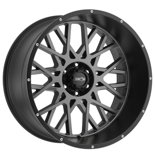 Set 4 18" Vision 412 Rocker Anthracite Satin Black Lip Wheels 18x9 5x5.5 12mm