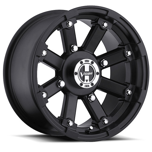 Set 4 14" Vision ATV 393 Lockout Matte Black Wheels 14x8 4x4 Rims -10.2mm