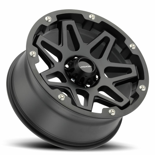 14" Vision ATV 416 Se7en Matte Black Wheel 14x7 4x136 Rim 2.5mm