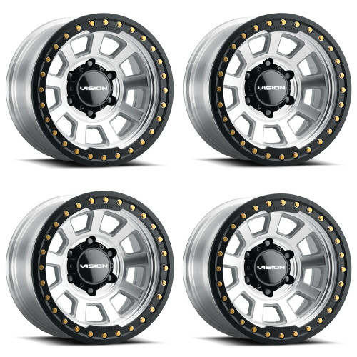 Set 4 17" Vision Off-Road 350 Ojos Machined Wheels 17x9  Rims -15mm Lifted Truck