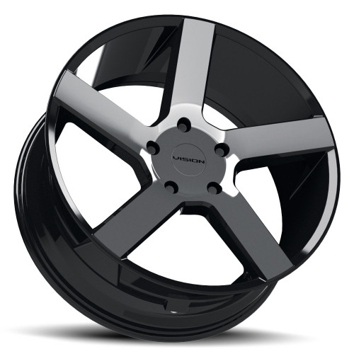 22" Vision Street 472 Switchback Gloss Black Machined Wheel 22x9.5 6x120 30mm