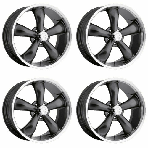 Set 4 20" Vision Muscle 142 Legend Gunmetal Machined Lip 20x8.5 5x4.75 Rims -6mm